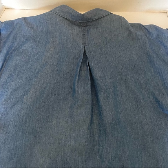 Hester & Orchard Chambray Blue Women's Blouse Shirt Tie Button Front Size Large - Picture 13 of 16